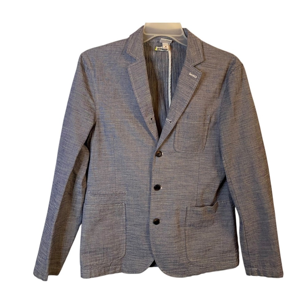 Merona Men's Heather Blue Cotton Sport Coat Blazer Jacket Size 38R Cool Summer
